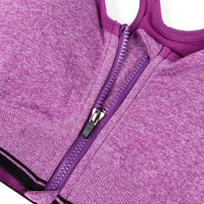 Women Breathable Zipper Yoga Bra