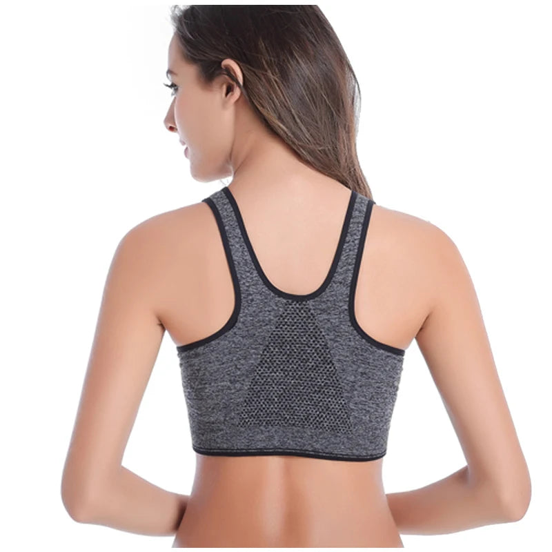 Women Breathable Zipper Yoga Bra