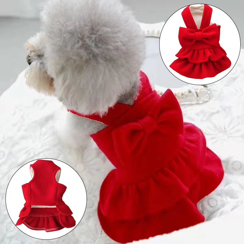 Puppy Christmas Woolen Dress