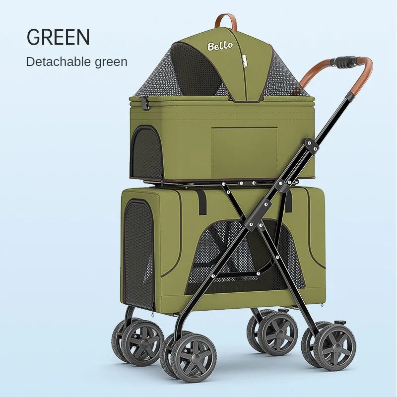 Pet Folding Double Layer Travel Stroller