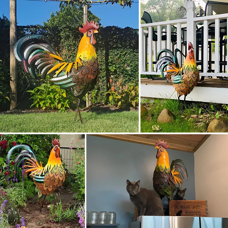 Garden Metal Iron Chicken Statue