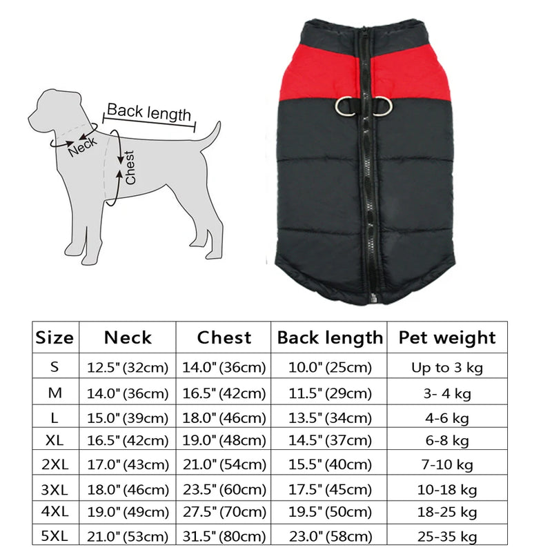 Dog Waterproof Winter 3 Layer Vest