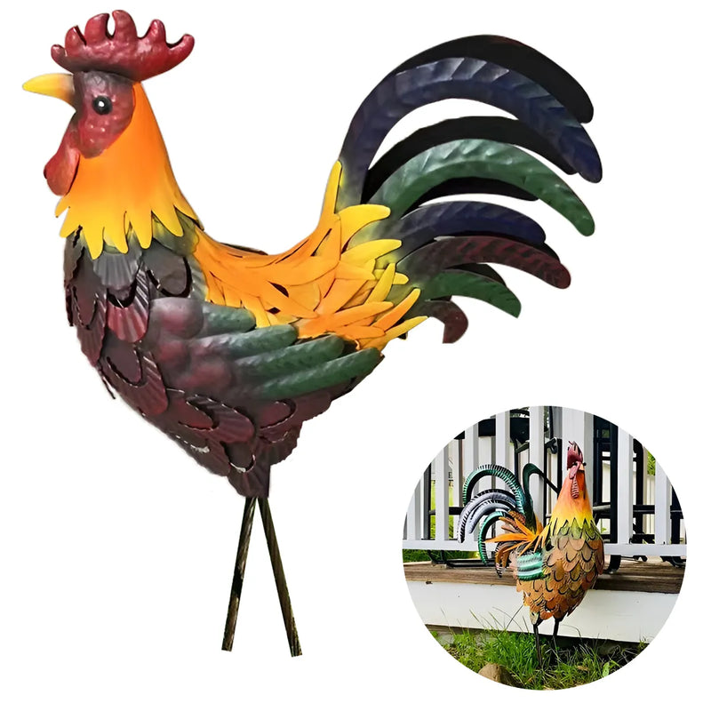 Garden Metal Iron Chicken Statue