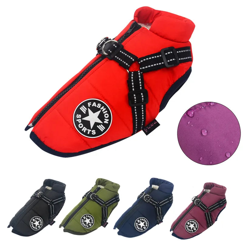 Dog Waterproof Warm Harness Jacket