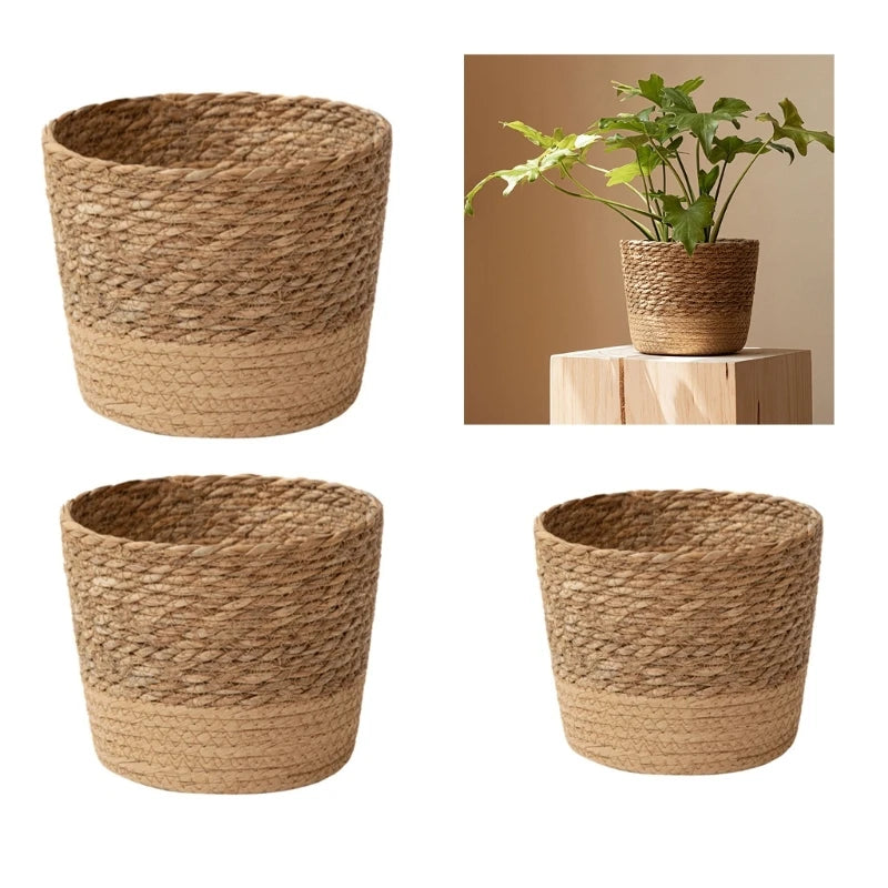 Straw Weaving Flower Plant Pot Basket