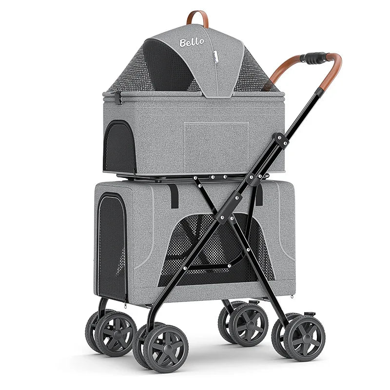 Pet Folding Double Layer Travel Stroller